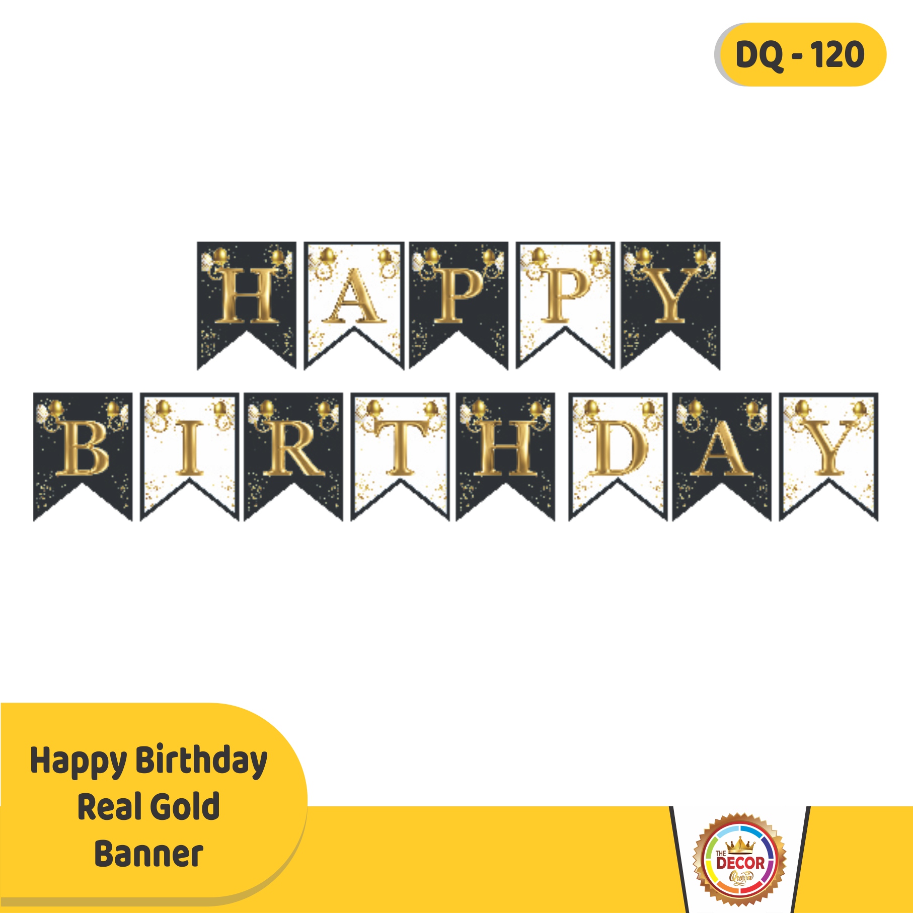 Happy Birthday Real Gold Banner|Banners|Happy Birthday Banner