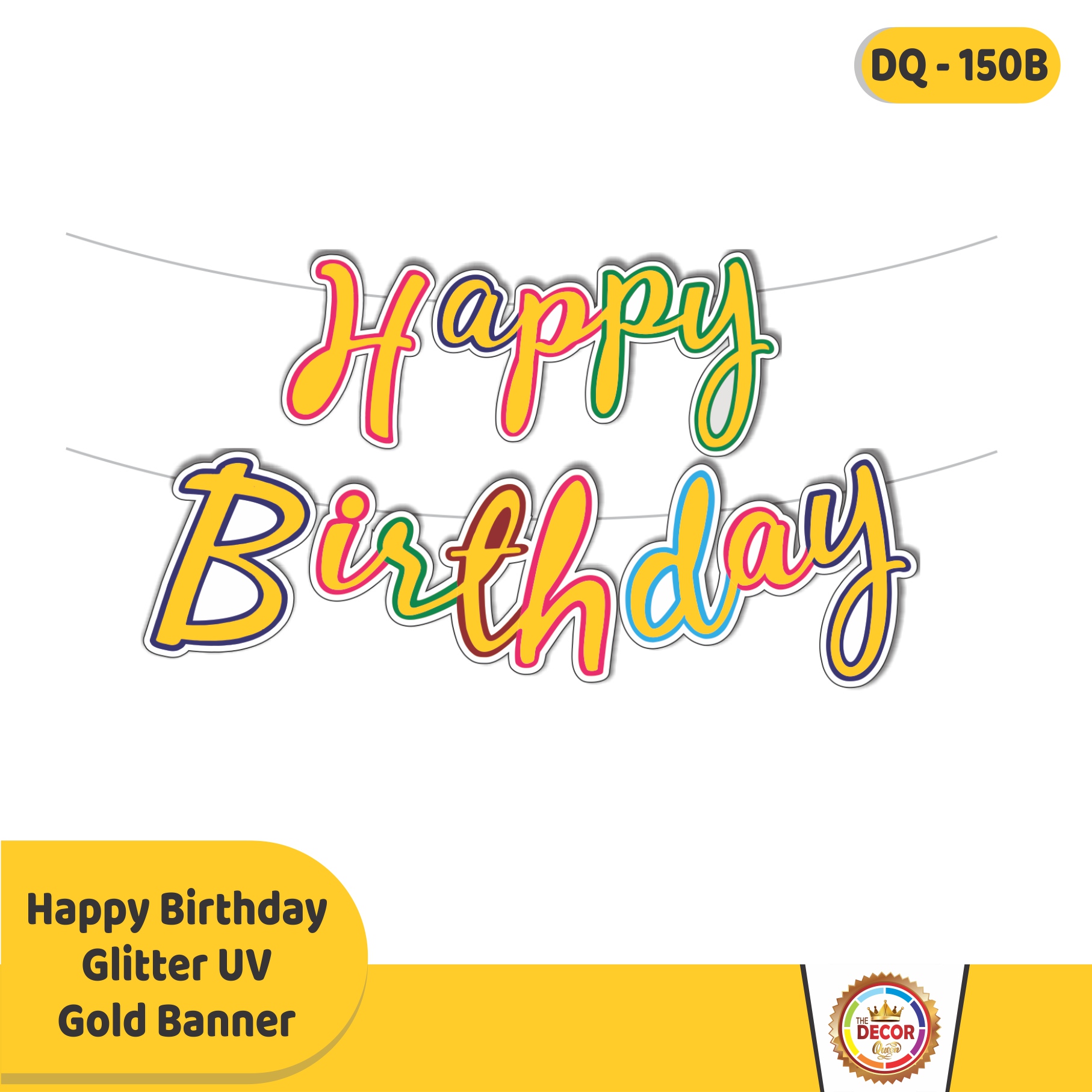 Happy Birthday Glitter UV Gold Banner|Banners|Happy Birthday Banner