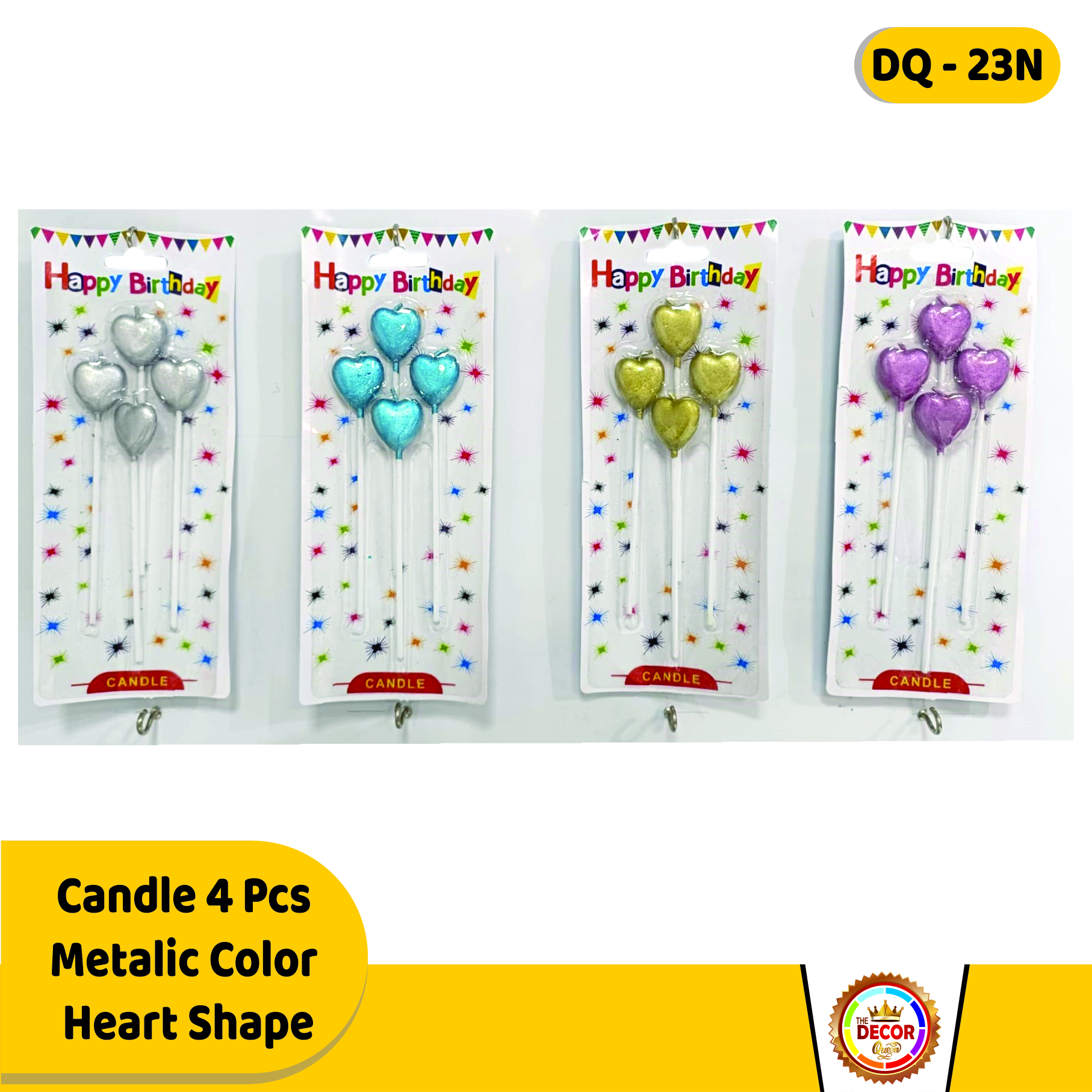 Candle 4 Pcs Metalic Color Heart Shape|Others|Candles