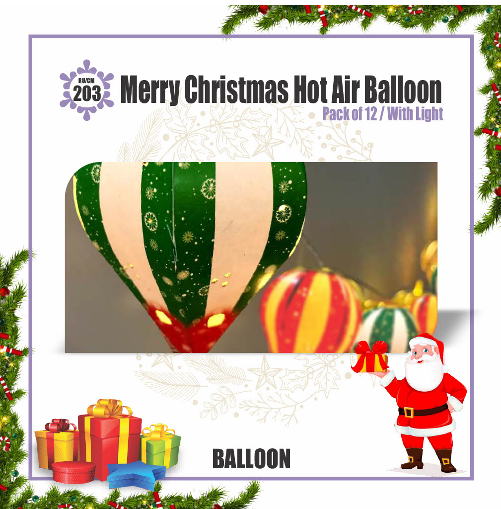 Merry Christmas Hot Air Balloon (with Light )|Festive Products|Christmas